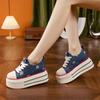 Women's 2025 Spring Breathable Canvas Platform Shoes - College Style, Thick-Soled, Fashionable, Versatile, Height-Enhancing Sneakers