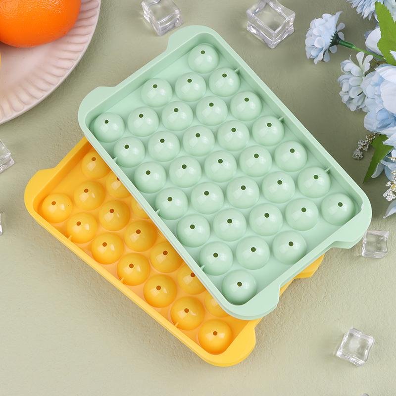 33 Hole Round Ice Cube Tray Plastic Style Ice Mold Refrigerator Spherical Diy Moulds Ice Ball Maker Kitchen Tools