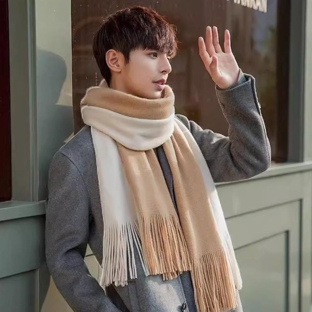 Thickened Women Cashmere Scarf Windproof Winter Neckerchief Long Wool Tassel Scarf Women/Male