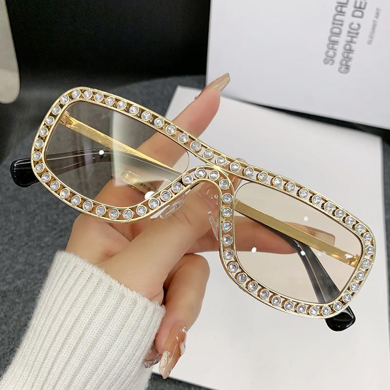 Metal Frame Sunglasses With Sparkling Rhinestone For Summer Party And Fashion