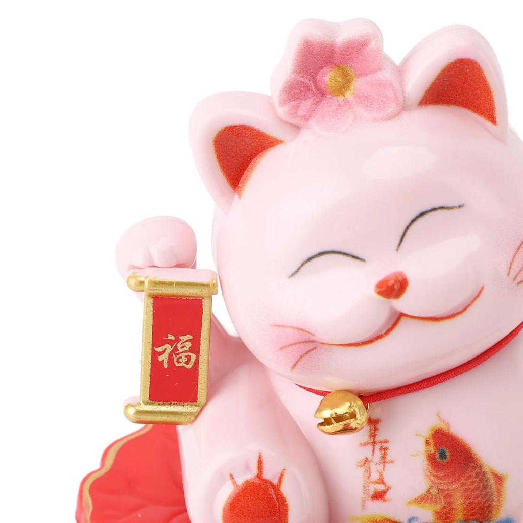 Solar Good Luck Cat Traditional Chinese ABS Waving Arm Adorable Light Sensing Solar Lucky Cat Decorative for Office