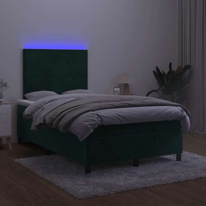 Maison Exclusive - Sommier à lattes de lit avec matelas LED vert foncé 120x190 cm