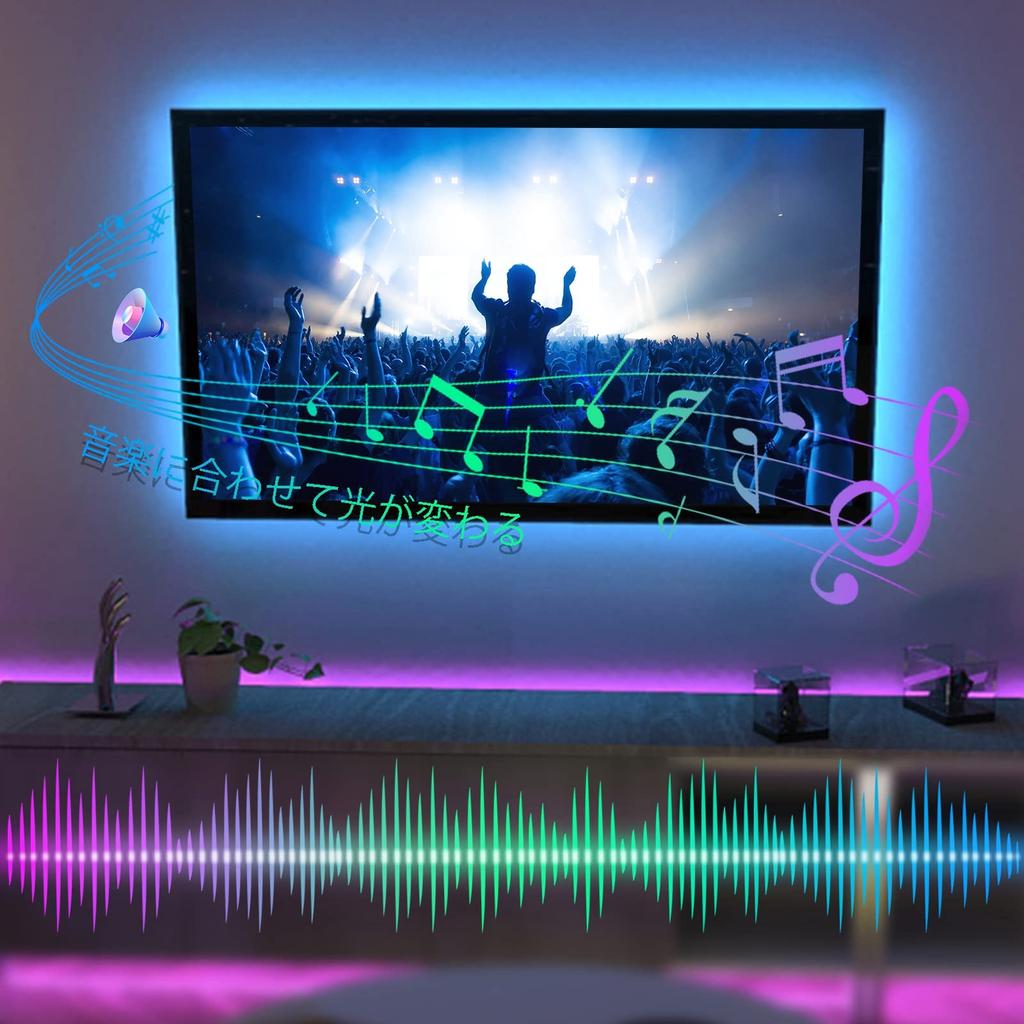 PaneraLux LED-Streifen TV-Hintergrundbeleuchtung mit RGB IR App Farbe Musik Stark haftend Hohe Umgebungsbeleuchtung für und Feiertagsdekorationen USB-betriebenes Licht, 3M,