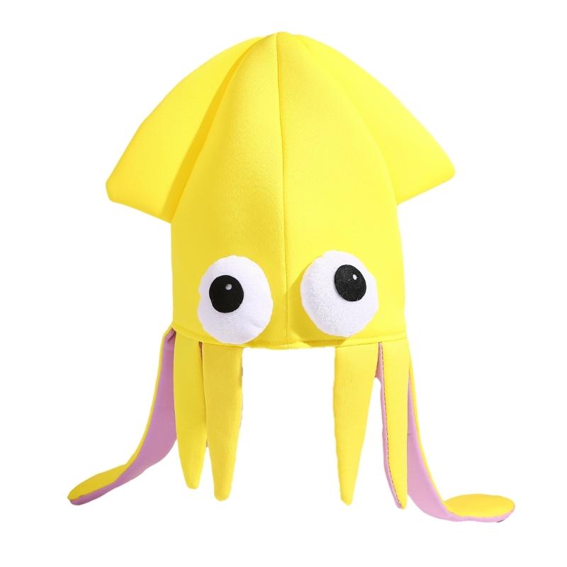 Sombrero de Calamar de Dibujos Animados Con 4 Opciones de Color Tela Suave y Transpirable Atrezo de Disfraz para Eventos Temáticos Para Diferentes Edades