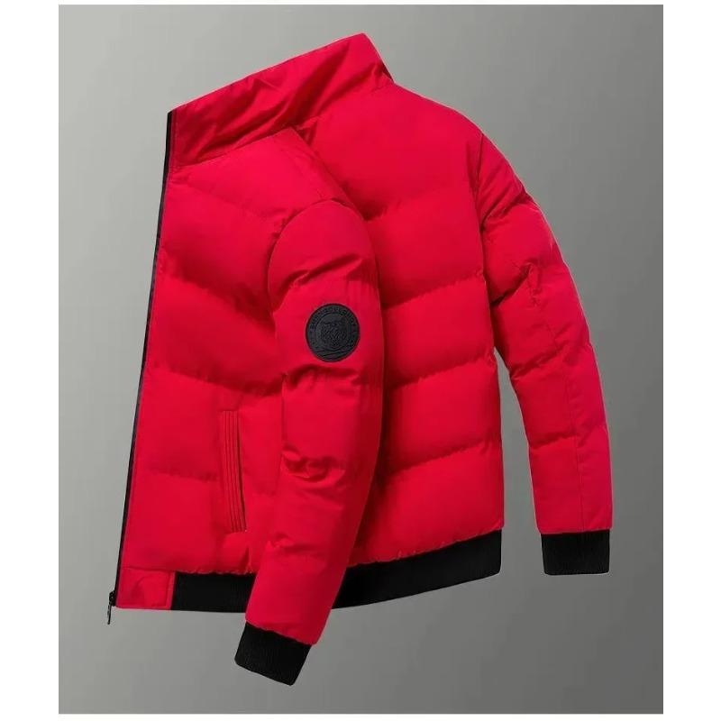 Winter Cotton Clothes Thickened Coat Men Casual Trendy Versatile Cotton Sleeve Top Street Style Short Sleeve Black Red Green