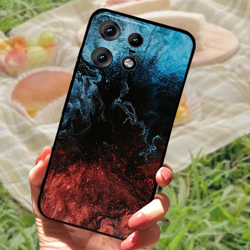 For Motorola Edge 50 Pro Case Fashion Marble Silicon Black Soft Bumper for Moto Edge 50 Pro Phone Cases Cartoon TPU Shells