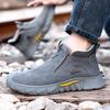 Men's Breathable Suede Summer High-Top Welding Shoes: Anti-Smash, Anti-Puncture, Anti-Slip, Wear-Resistant, and Comfortable.