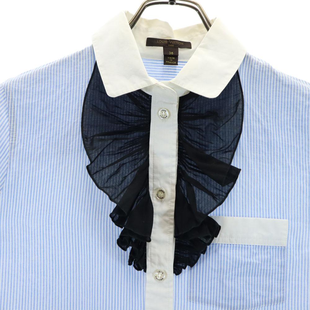 LOUIS VUITTON Made in France Long sleeve Cotton shirt 36 With ruffles Women Used