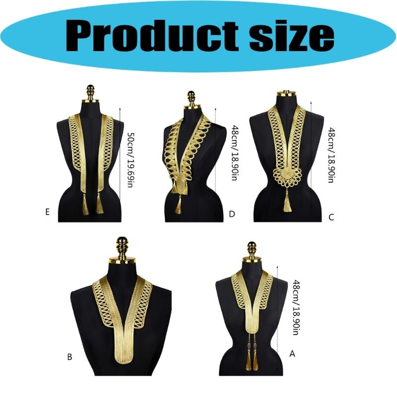 Gold Thread Collar Trim Sewing Applique For Handmade Suits And Dance Costume Clothing Embellishment Sewing Accessories