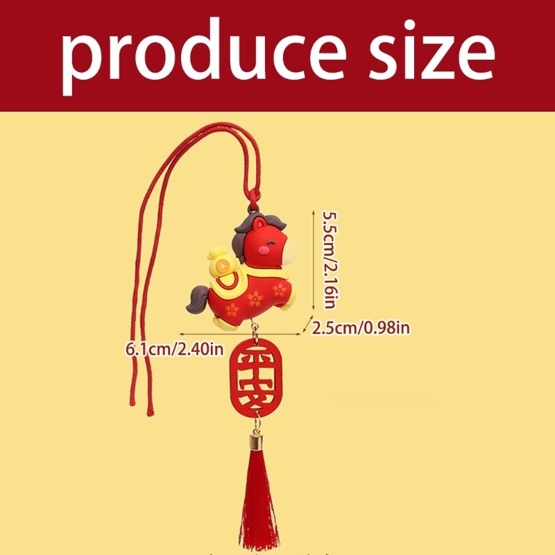 3D Cartoon Horse Pendant Hanging Decoration Gift for Friend Backpack Car Rearview Ornament Chinese Style Lucky Charm