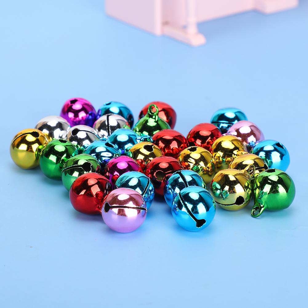 50Pcs Small Metal Bell Colourful Paint Christmas Jingle Bells Key Pendant Party DIY Beads