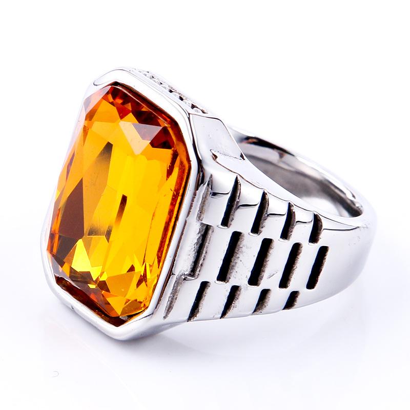 Vintage Men's Square Carnelian Signet Ring In Colorful Stone Statement Black Stainless Steel Ring for Man Wholesale