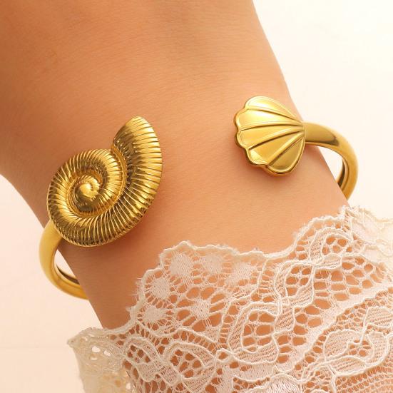 Goldene Manschettenarmbänder für Damen Vintage Blume Schmetterling Sonne Muschel Boho Armreifen Breites Offenes Manschettenarmband Schmuck für Sie