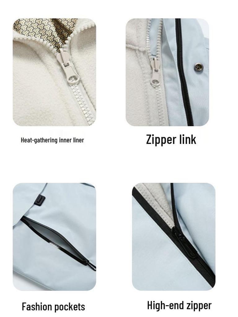 Unisex venkovní 3v1 větruodolná nepromokavá teplá bunda pro podzimní/zimní kempování a horolezectví