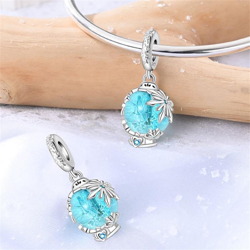 925 Silver Snowflake Snowman Penguin Charm Pendant Winter Jewelry Gift For Women DIY Birthday Present