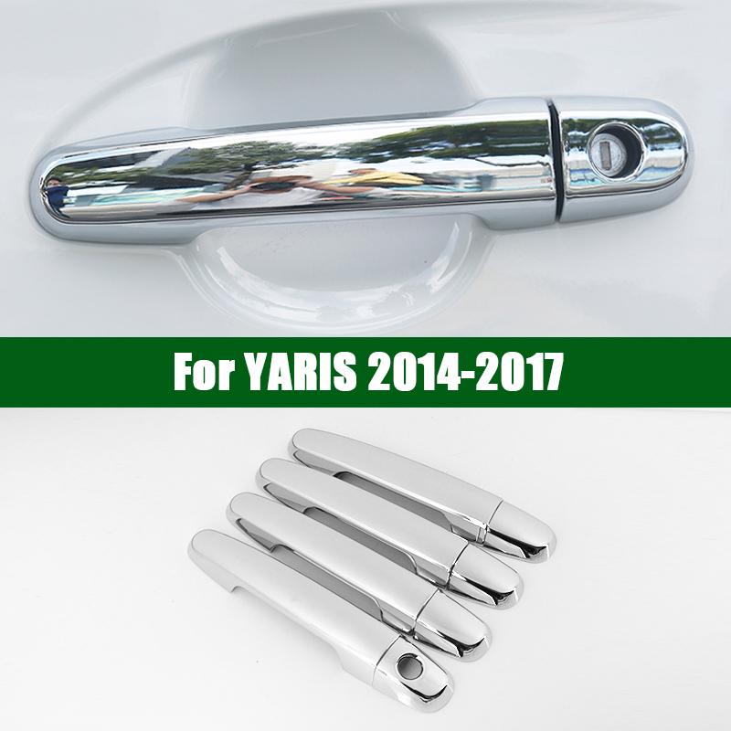 

ДЛЯ 2014-2017 TOYOTA YARIS хромированная серебристая накладка на дверную ручку автомобиля 2015