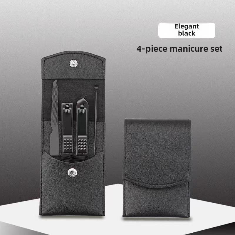 24-Piece Stainless Steel Nail Care Set - Black & Red