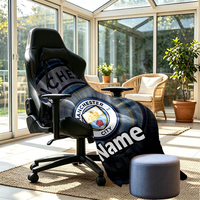 Custom Name Personalized Manchester City FC Print Blankets, Home Decor, Bedroom, Sofa, Camping, Couch, Gifts for Birthday Christmas
