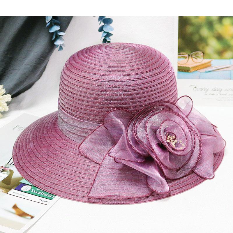 Klobouk typu bucket letní nový Organzový květ prodyšný kbelíkový klobouk Ochrana proti slunci klobouk Pro ženy Plážový klobouk Volánový klobouk