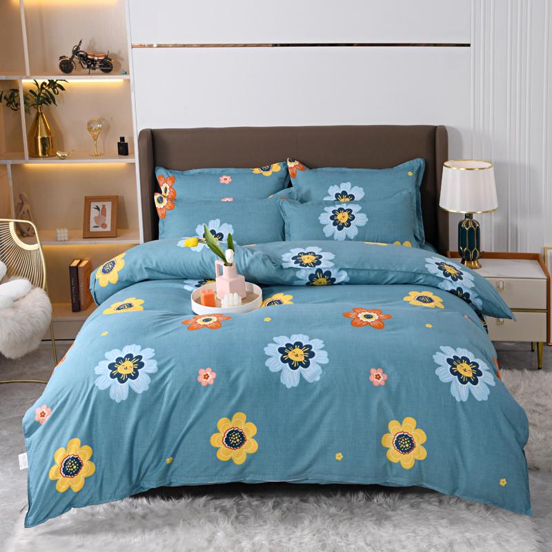 Solstice Home Textile Cyan Cute Cat Kitty Duvet Cover Pillow Case Bed Sheet Boy Kid Teen Girl Bedding Covers Set King Queen Twin