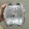 WHTUOHENG Blue Crystal Flower Clutch Handbag for Women Rhinestone Embellished Diamond Oval Shape Evening Bag Wedding Party Purse