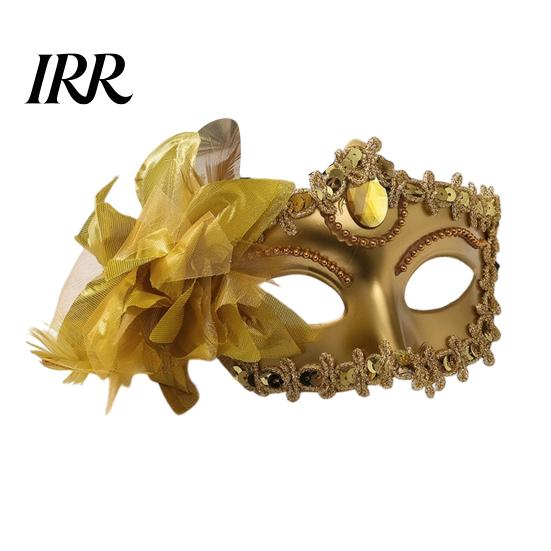 Durable Costume Mask Half Face Masquerade for Women, Mesh Flower Rhinestone Venetian Party Mask, Costumes Accessory Halloween Carnival Prom Ball