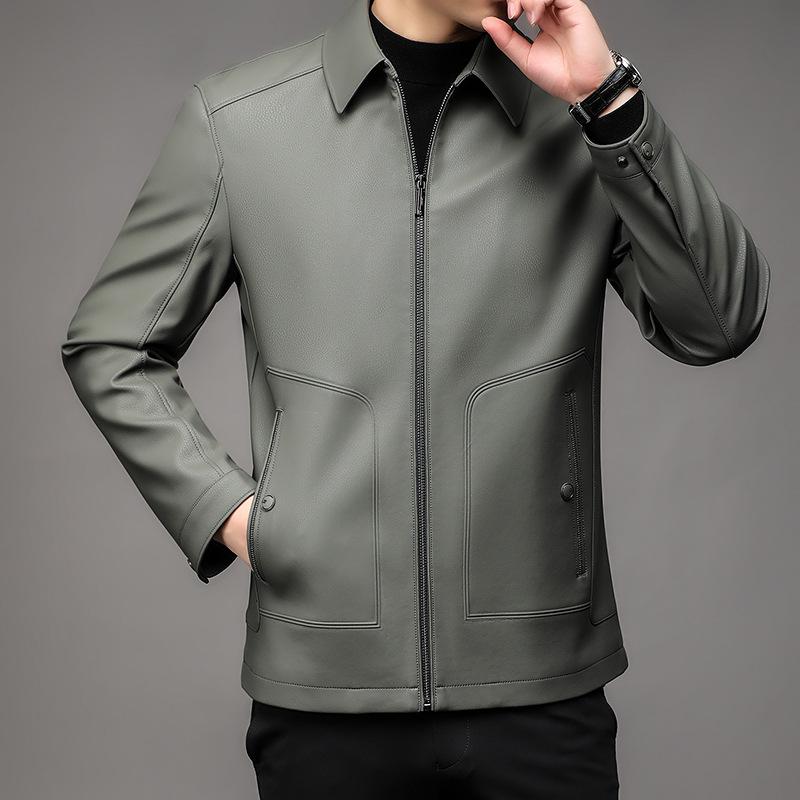 Genuine leather jackets for men, sheepskin spring and autumn new motorcycle leather jackets, lapel autumn clothes