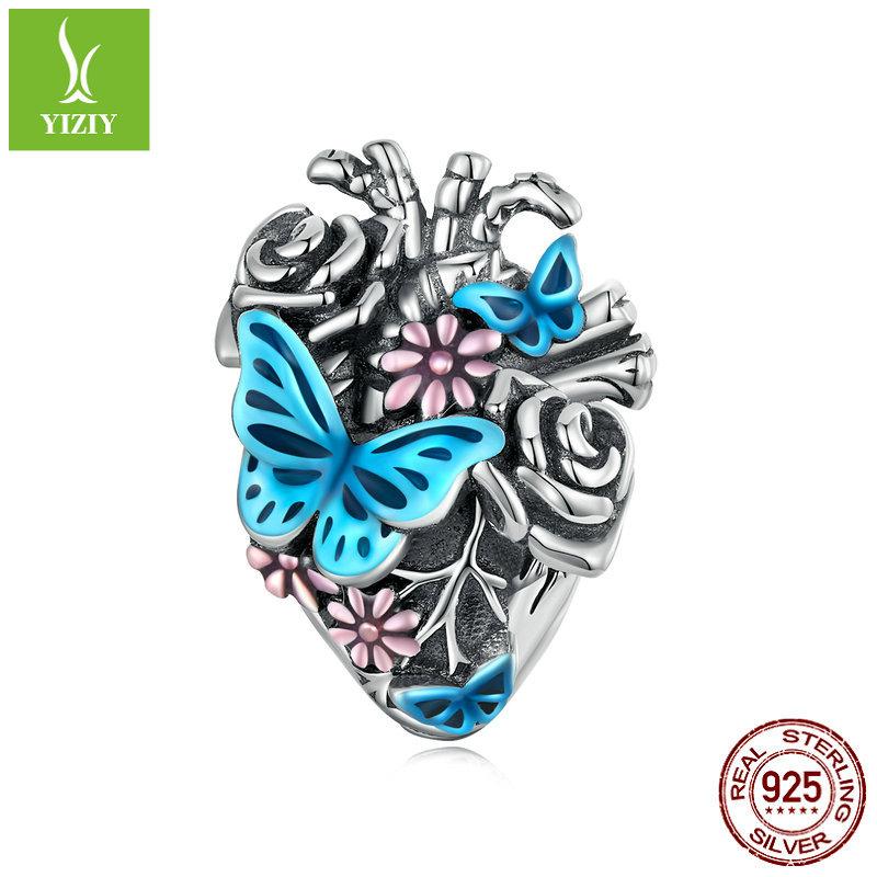 

Heart Butterfly Beaded Accessories, Booming Flowers S925 Silver Bracelet Beads Loose Beads Scc2350