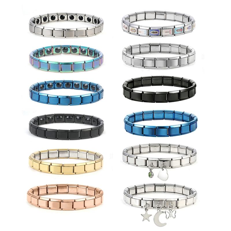 Fashion Stainless Steel Elastic Bracelet 9mm Width Italian Charm Bangle Bracelet Simple Design Girls Men Women DIY Jewelry Gifts