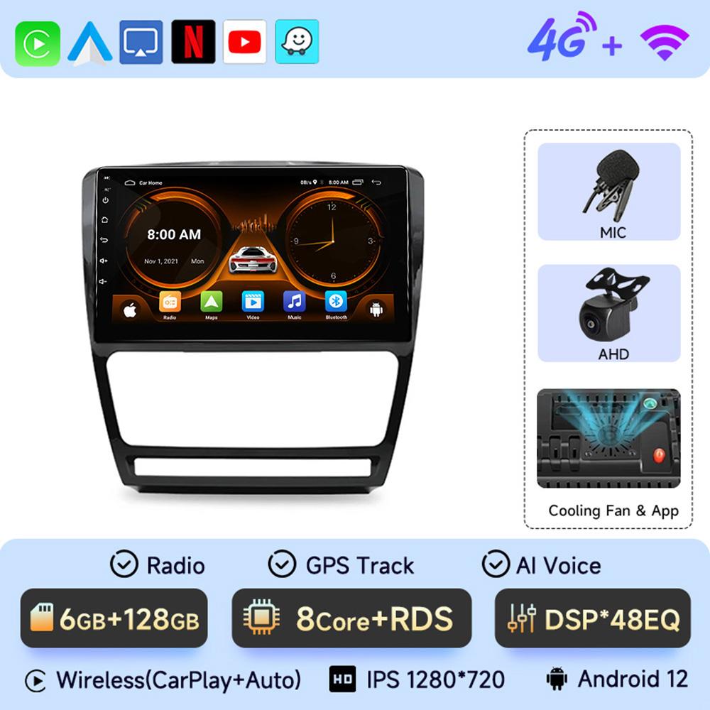 JIUYIN Radio Auto Android12 pentru Skoda Octavia 2 A5 2004-2013 Player Video Multimedia Navigație 2Din Stereo DVD Carplay Unitate Principală