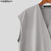 INCERUN Men Sleeveless Belt Waist Casual Loose Waistcoat Vest Suit Blazer