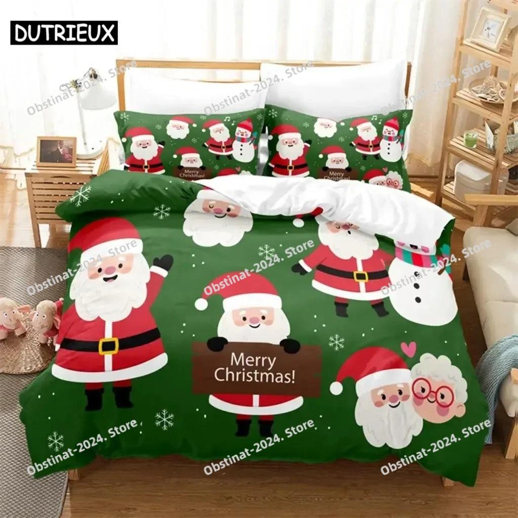 Cartoon Weihnachtsmann Bettwäscheset Bettbezugset 3D Bettwäsche Digitaldruck Bettwäsche Queen Size Bettwäscheset Modisches Design
