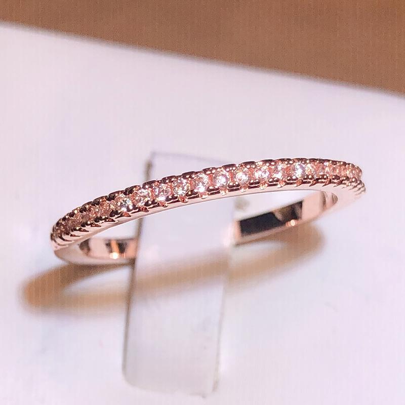 New Fashion Rose Gold Ring For Ladies Super Flash White Zirconia Ring Party Birthday Jewelry Gift
