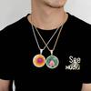 Europäische & Amerikanische Hip Hop Runde Foto Anhänger Halskette mit Kupfer & Zirkonia - Trendiger Personalisierter Schmuck für Herren