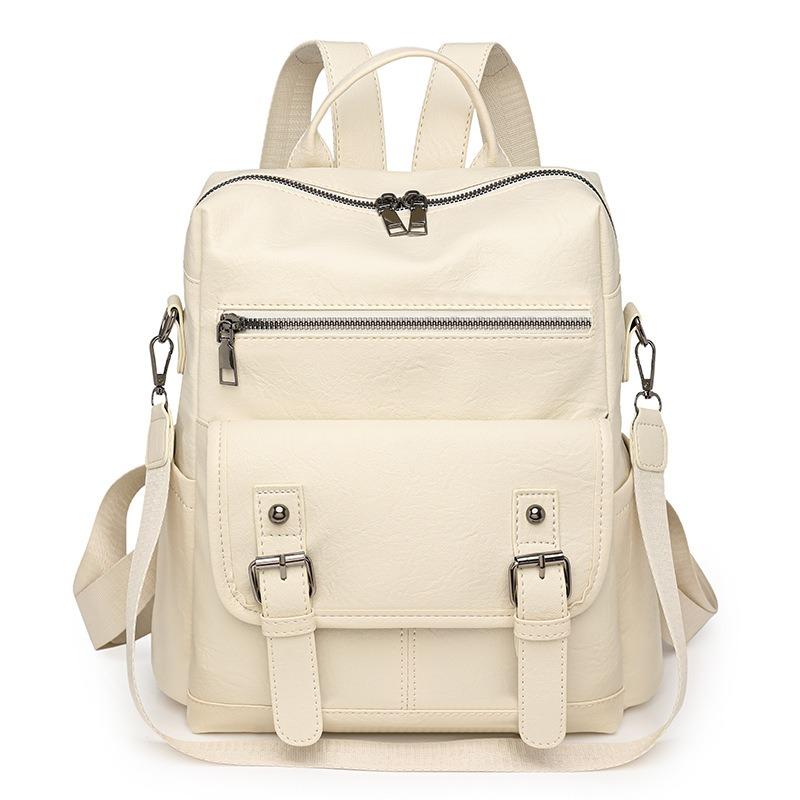 

New Retro Backpack, Simple Fashion Soft Leather Charm білий