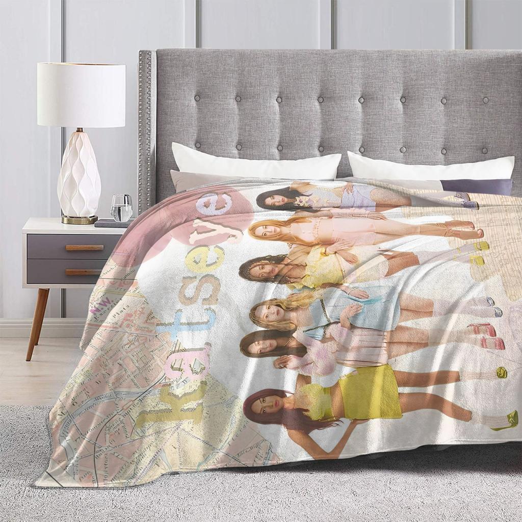 Katseye Kpop Knitted Blankets Fleece Sophia Lara Megan Ultra-Soft Throw Blankets for Car Sofa Couch Bedspread