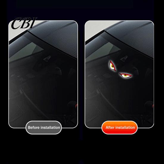 Energy Saving Car Decorations LED Warning Light with Animated Devil Eyes Shape, Solar Powered/Type-C Eye Led Accessories Charging Windshield