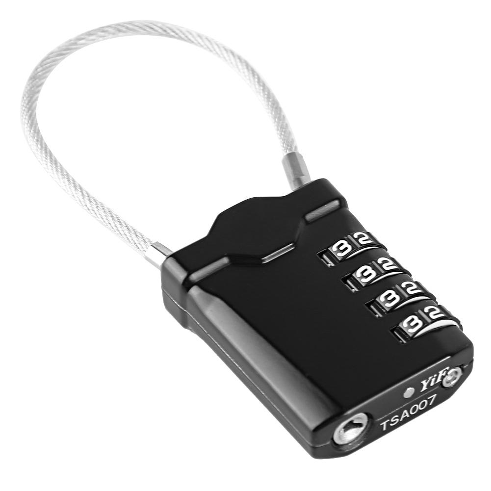 TSA Accepted Resettable 4 Digit Lock Travel Luggage Suitcase Padlock(Black)