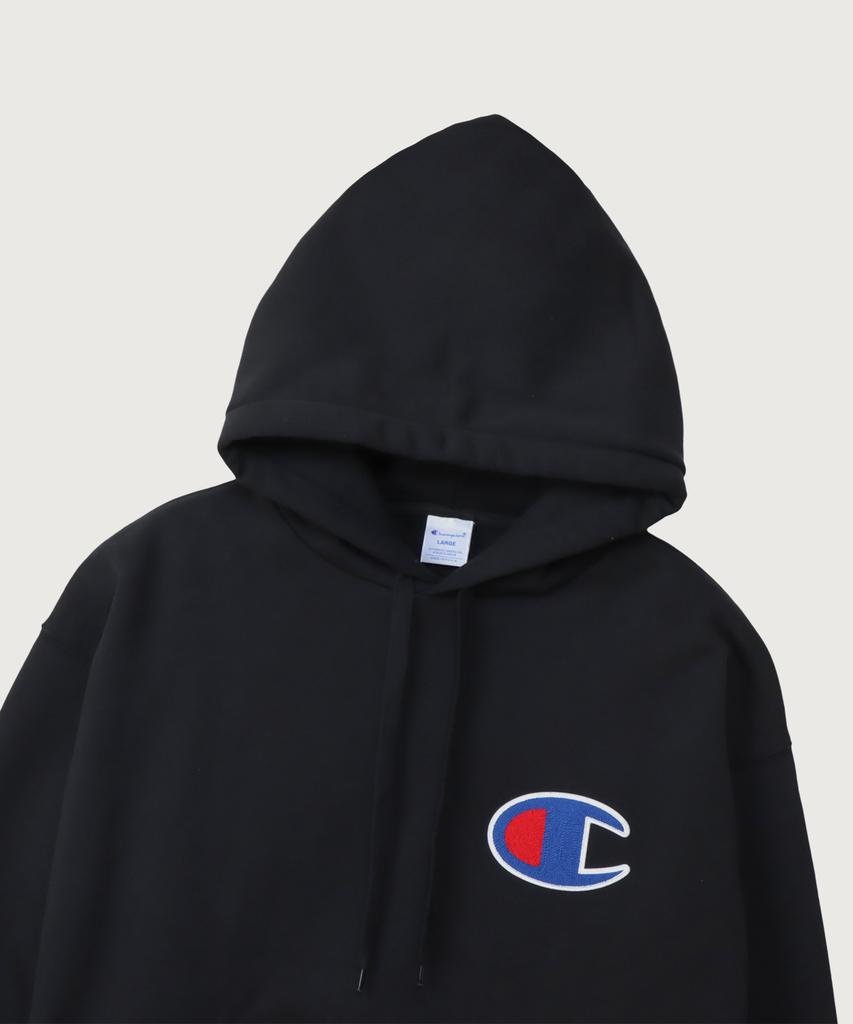 Big C Logo Oversized Jog Tag Hoodie Black