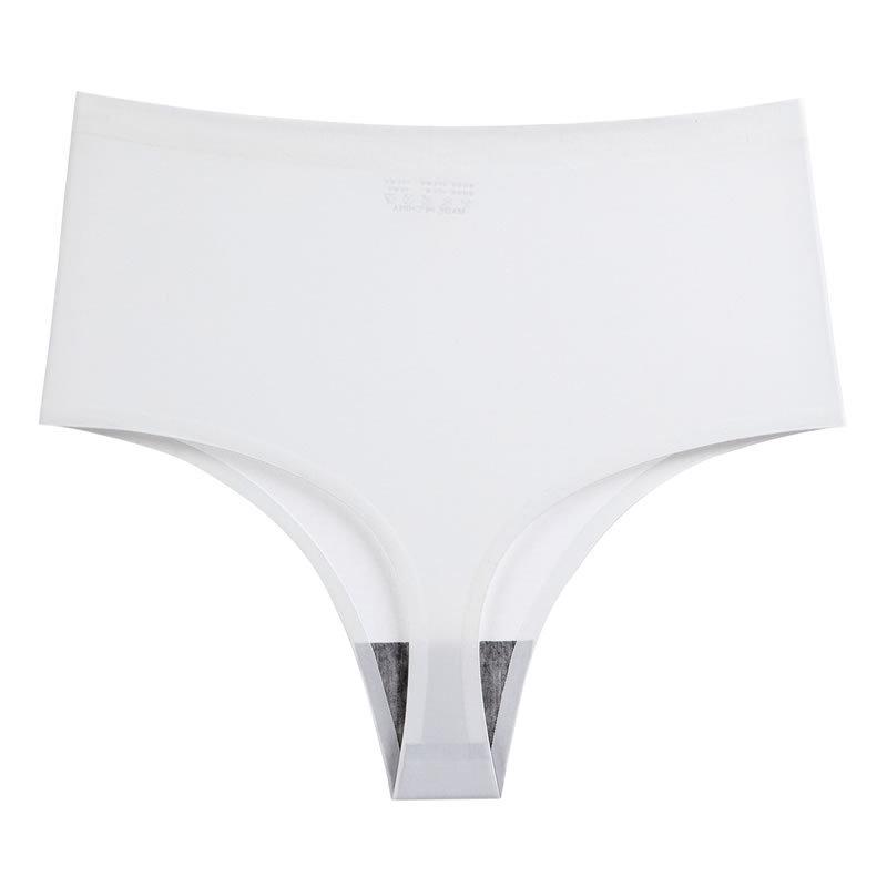 European & American Women's High-Waisted Seamless Ice Silk Thong - Invisible Sports Fitness Underwear