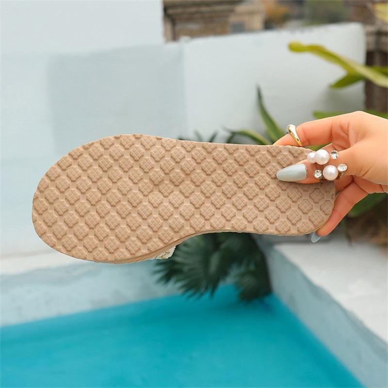 Ethnic Style Thick-Soled Large Size Casual Open-Toe Flip-Flop Sandals with Hemp Rope Sole