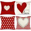 Valentines Day Outdoor Pillow Covers, 18 X 18 Inch Set of 4 Waterproof Throw Pillow Cases, Love Cushion Decor for Home Outside Patio Front Porch