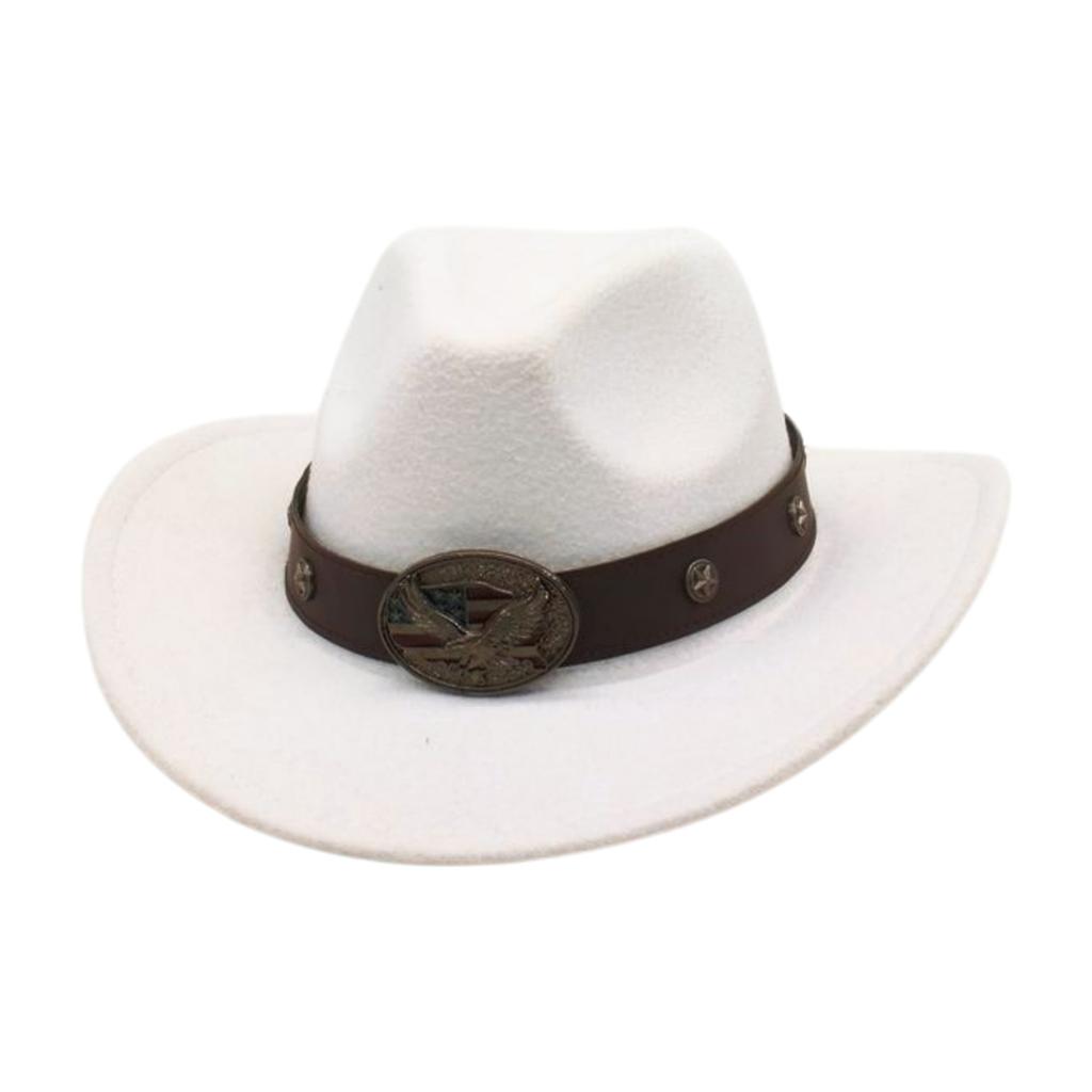 Rolled Brim Ethnic Style Decorative Design Felt Hat Western Cowboy Top Hat