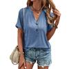 QICED Women's Fashion Casual Solid Color Print Short Sleeve V Neck Blouses & Shirts
