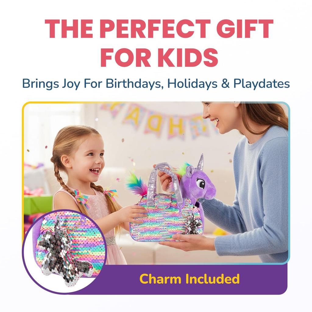Little Jupiter Plush Pet Set Unicorn Toy Unicorn Gift for Girls Stuffed Animal Unicorn Plush Toy Reversible Sequins Charm Rainbow Ages - - - Kids' - -