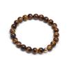 European-American Natural Stone Bracelet: 8mm Tiger Eye, White Turquoise, Agate Beads, Elastic Design