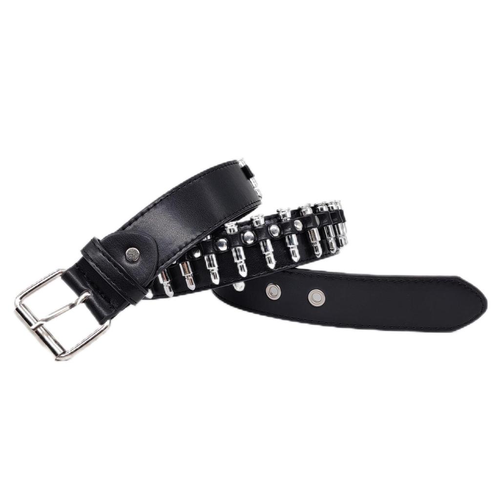 Unisex Punk Rock Style Rivet Bullet PU Leather Belt