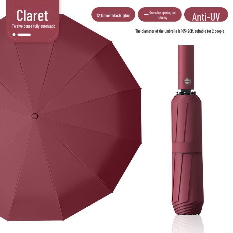 24-Rib Automatic Folding Umbrella: Dual-Use Parasol for Sun & Rain, UV Protection, Customizable for Advertising