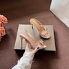 Sexy High Heels New Nude Round Head Open-toed Bow Women Are Not Tired of Empty Sandals