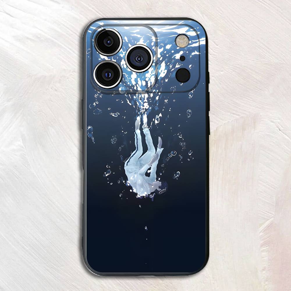 Falling Deep Sea Black Phone Case For IPhone 17 16 15 14 13 12 13 12 11 Pro Max Plus XS XR Silicone Soft Back Cover